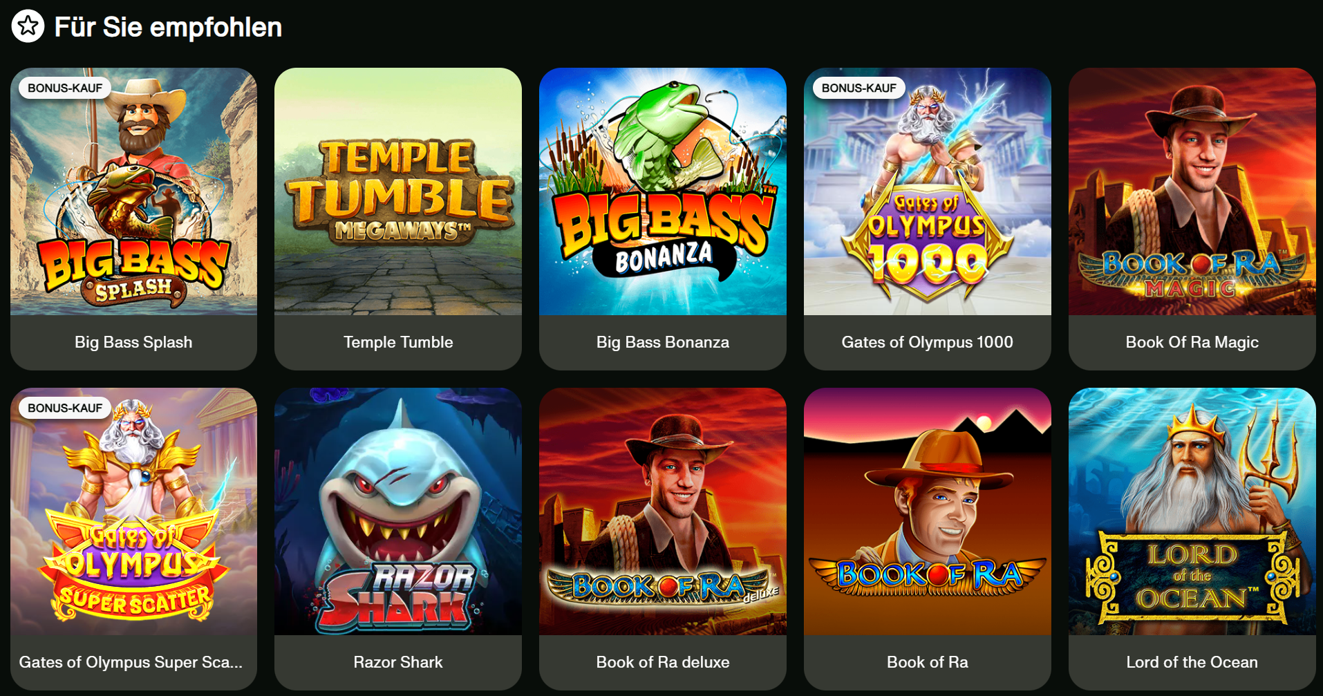 Cashwin Spielauswahl